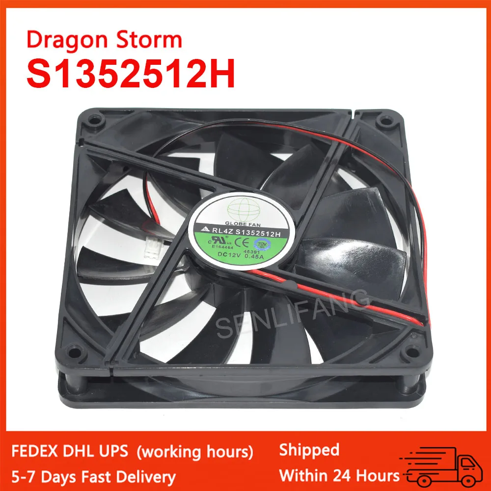 New For GLOBE FAN RL4Z S1352512H 135x135x25mm 13.5cm 12V 0.45A 2Pin Chassis Power Cooling Fan