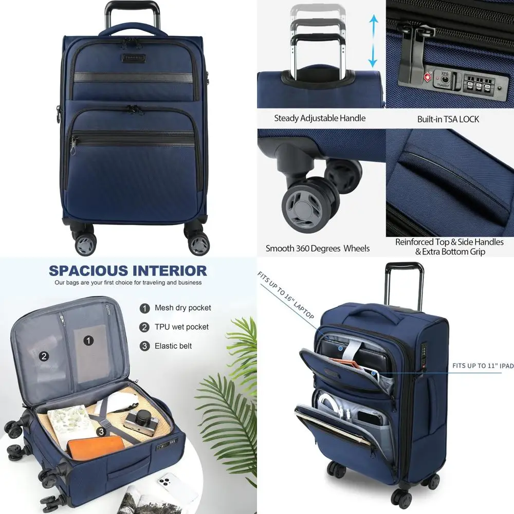 

Расширяемый спиннерный чемодан с USB-портом и замком TSA, прочный чемодан на колесиках для путешествий