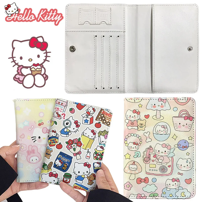 Sanrio Hello Kitty PU Passport Holder Passport Covers Travel Passport Protective Cover ID Credit Card Holder Travel Accessories