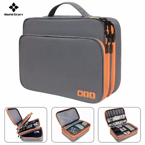 Sac de rangement de câbles multicouches, organisateur d'accessoires électroniques, étui organisateur de câbles de voyage Portable pour chargeur de câbles iPad