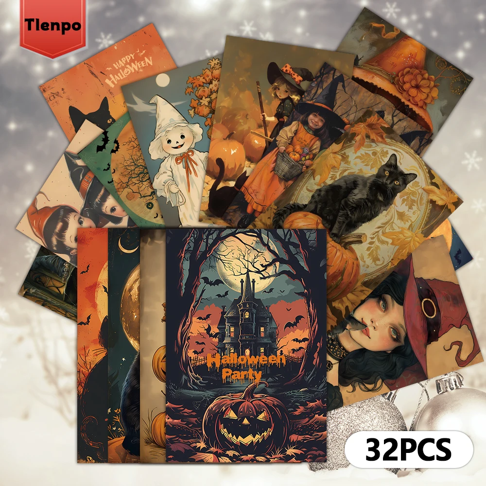 32 Stück Halloween-Postkarten 3,94x5,7 Zoll Weihnachtskarten, Nachrichtenkarten, Vintage-Postkarten, Halloween-Karten – Detail 6