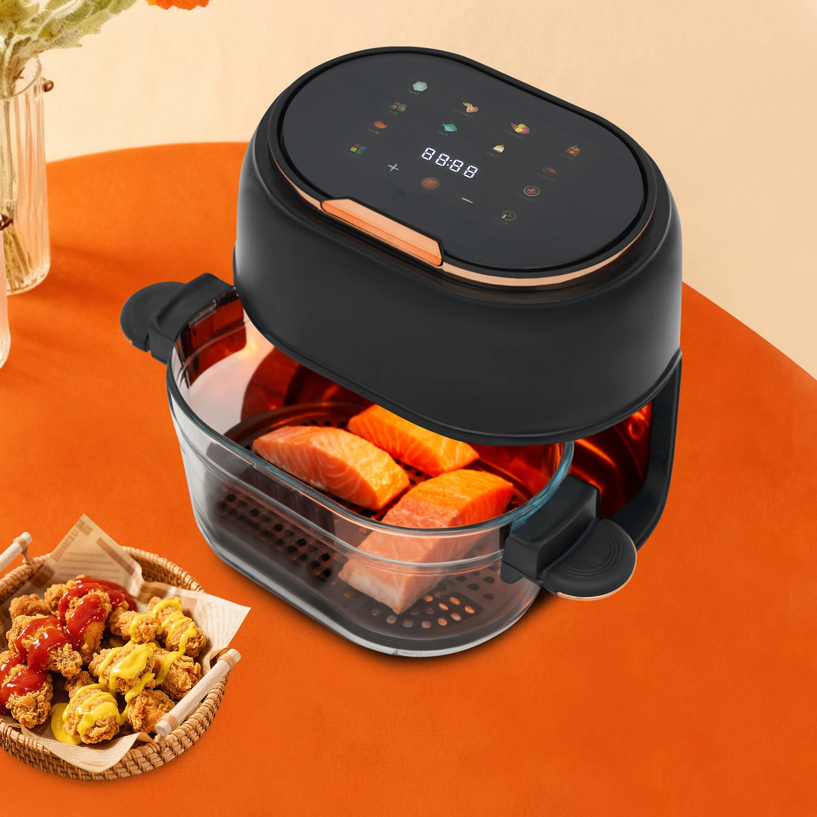 

110V 60Hz Hot Air Fryer 900W 4L Capacity Oil Less Air Fryer LED Screen 60-190 ℃ Adjustment Range Hot Air Oven for Frying and Baking Various Foods