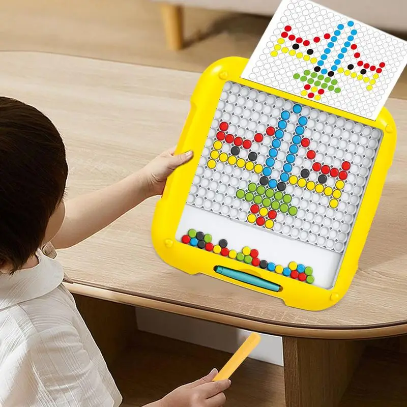 Magnetic Dots Board Travel Toys Kids Dot Art Doodle Board Large Magnetic Drawing Doodle Board With Pen Beads For Kids gifts