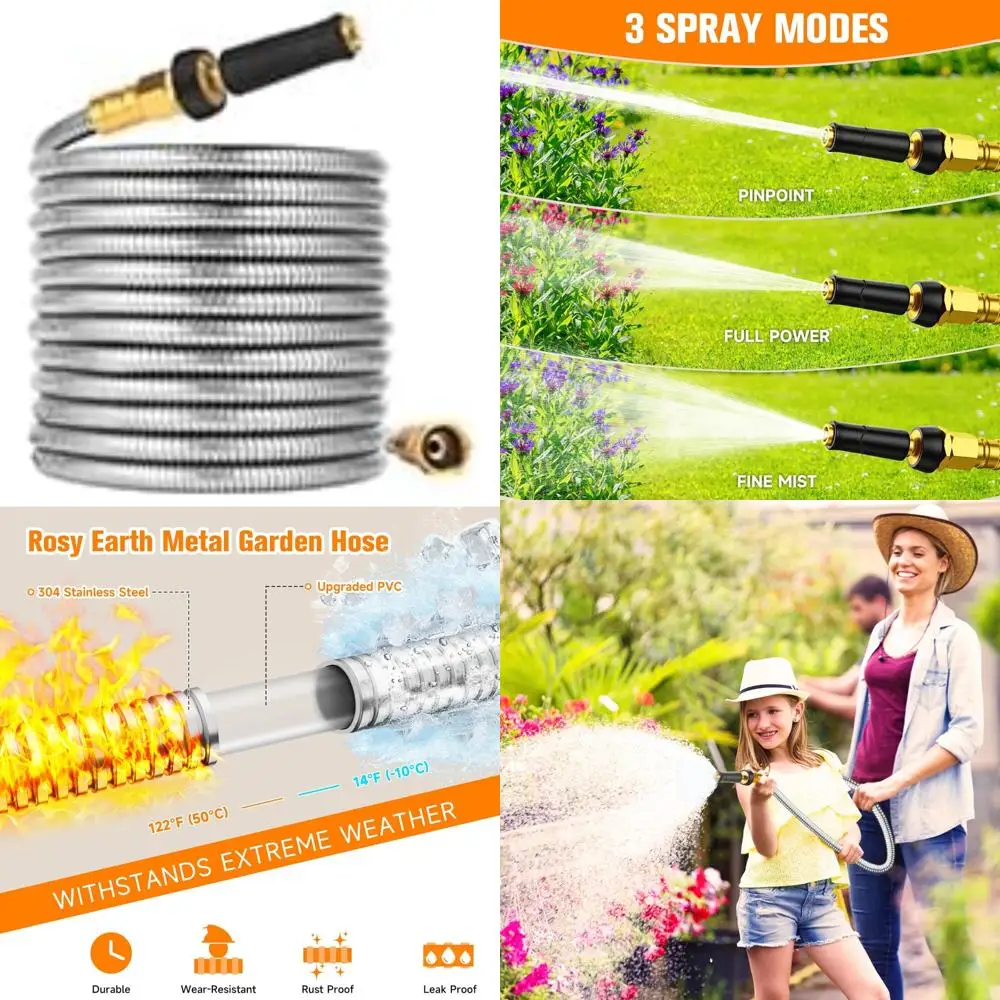 

Расширяемый садовый шланг из нержавеющей стали на 150 футов — гибкий, без ударов, прочный водяной шланг с защитой от взрыва