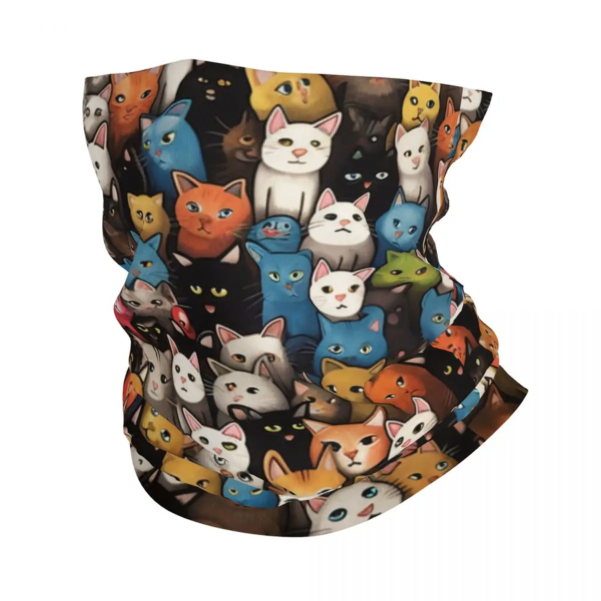 Colorful Cartoon Kitten Cat Bandana Neck Gaiter for Hiking Hunting Women Men Wrap Scarf Balaclava Warmer