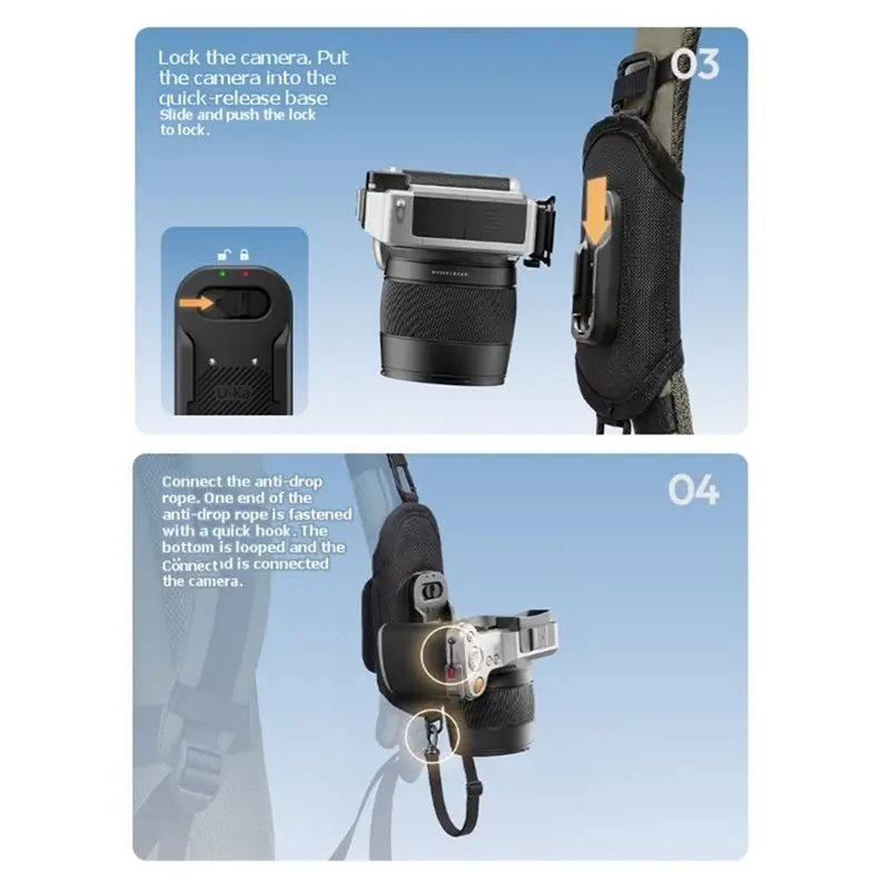 ABDE-For Outdoor Hiking For DSLR Action Camera Clip Mount Quick Release Plate Base CA01 Uka Backpack Camera Mount