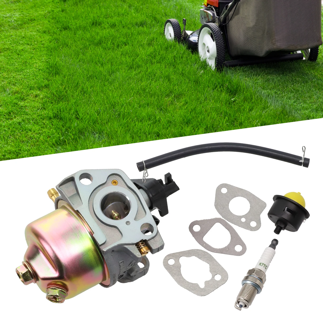 Carburetor Set For Einhell GC-PM 46/1 S, GC-PM 51/2 S HW, HBM 46 R Lawn Mower With Hose Spark Plug Gasket Pump Primer