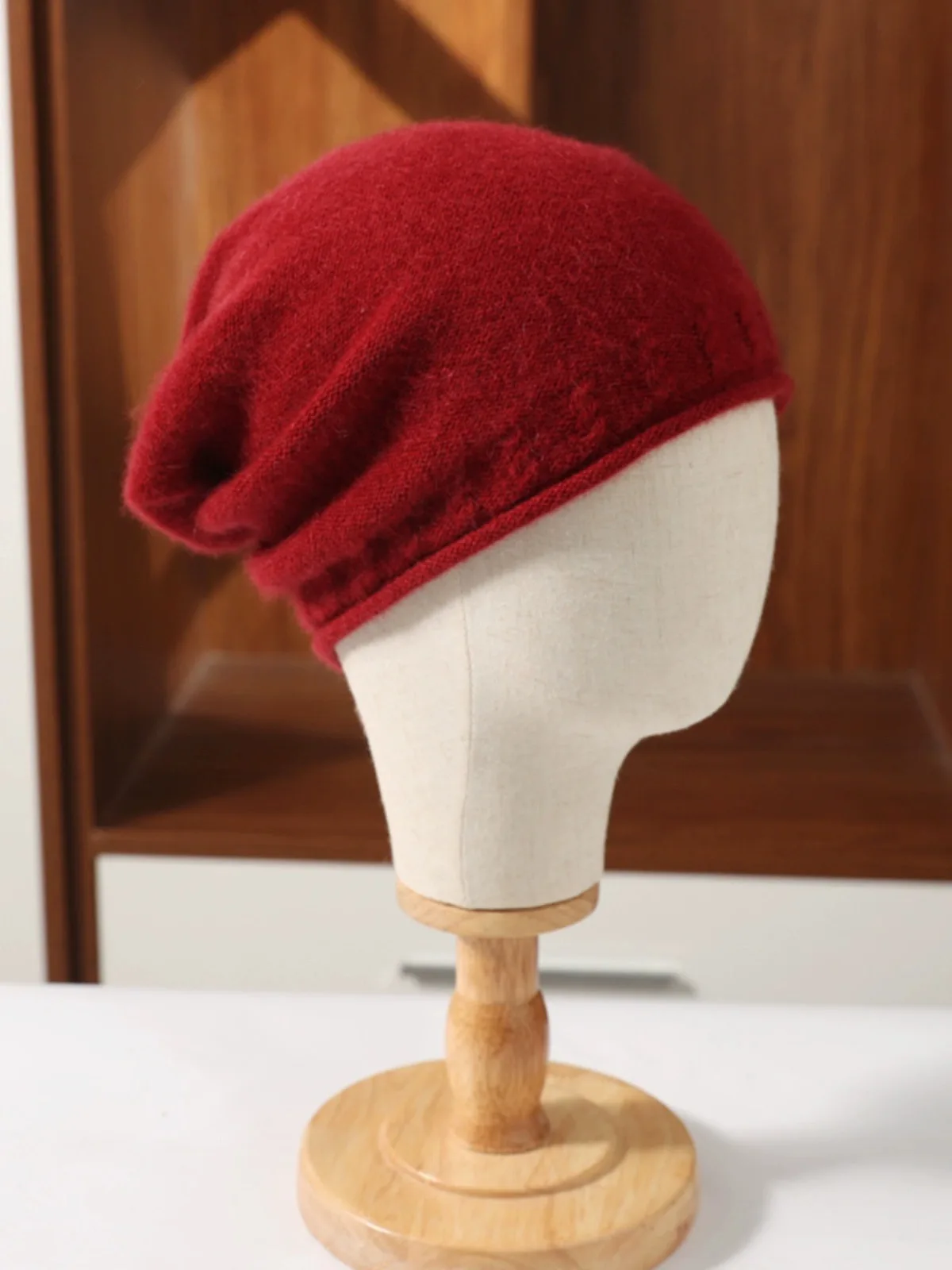 Gorro de malha de lã pura ex algemado simples sle outono inverno torção flor preguiçoso sle camere chapéu feminino sle