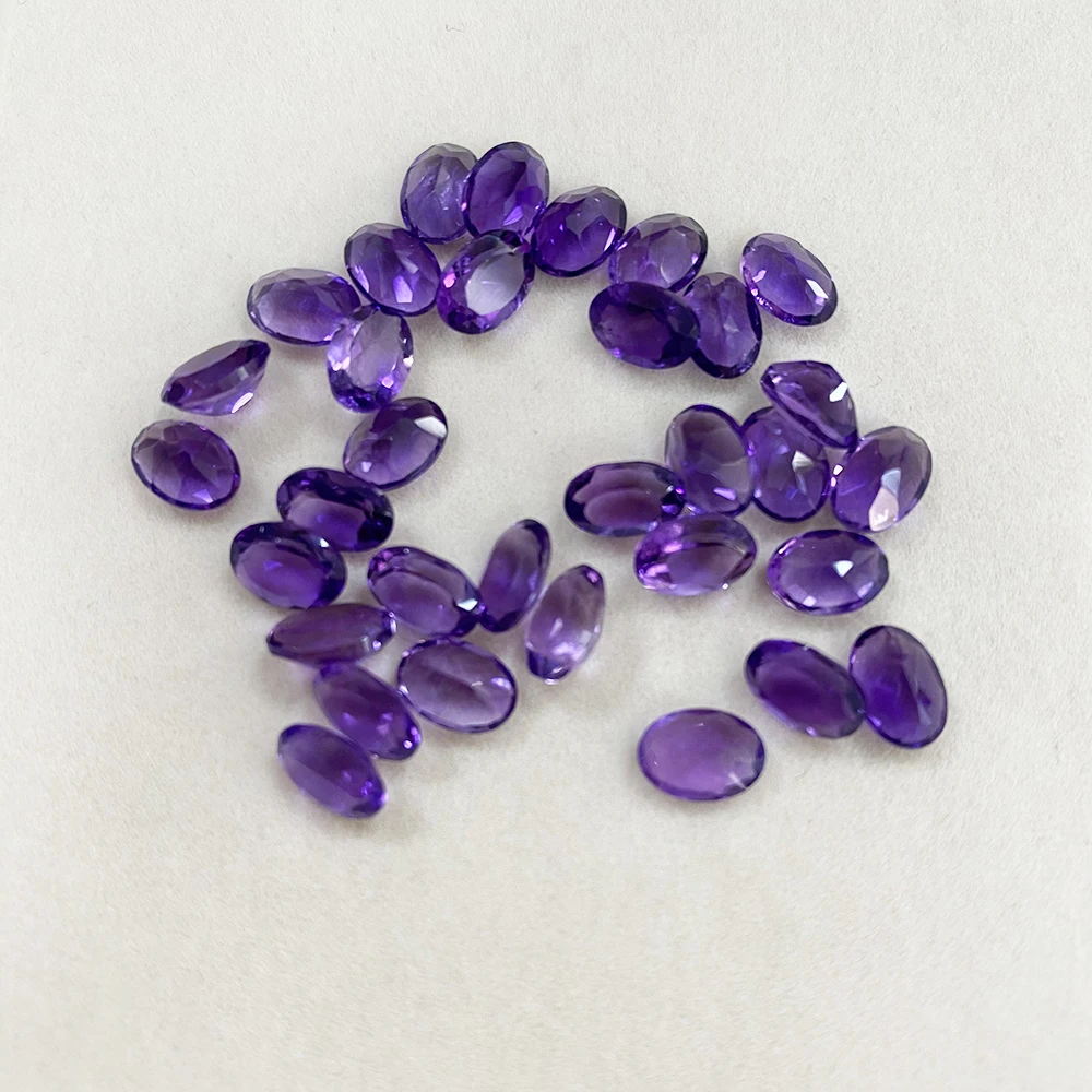 أحجار كريمة أرجوانية للأقراط والقلادات ، أحجار سائبة ، قطع بيضاوية ، ملحقات صناعة مجوهرات ذاتية الصنع ، جمشت طبيعي ، 7X5mm ، 0.75ct