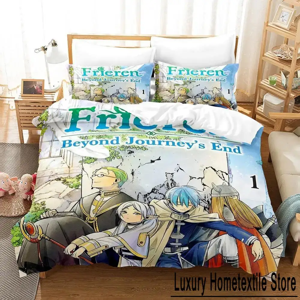 New Frieren Bedding Set Single Twin Full Queen King Size Bed Set Adult Kid Bedroom Duvet cover Sets 3D Print Anime Bed Sheet Set