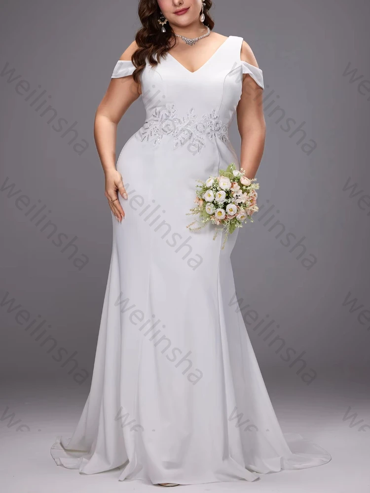 Customized A-Lined V-Neck Sleeveless Wedding Dresses Elegant Floor-Length Celebrity Dress Exquisite High Quality Prom Party Gown