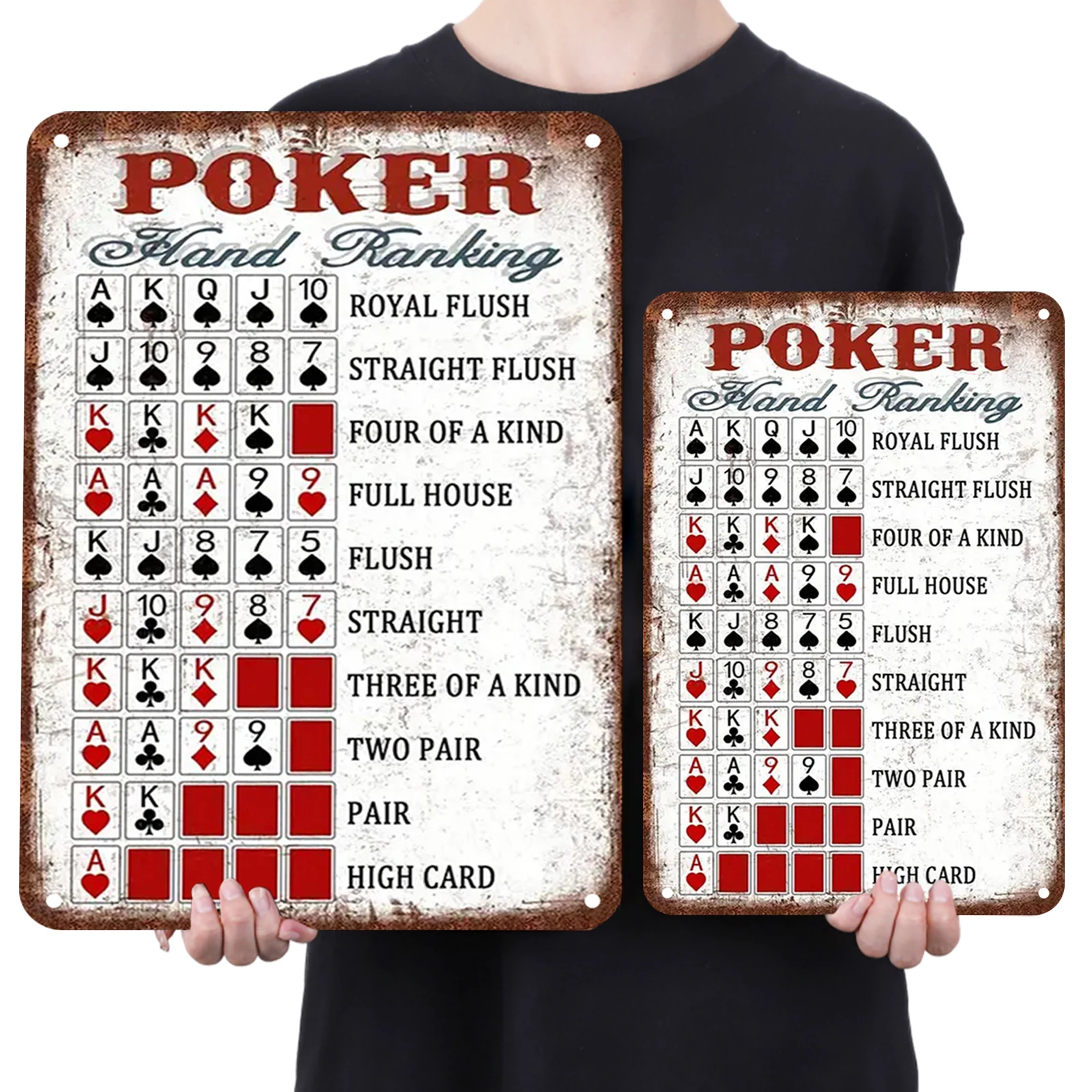 Poker Rules Vintage Metal Tin Sign Iron Wall Decor for Home Bar Club Decoration 20x30cm