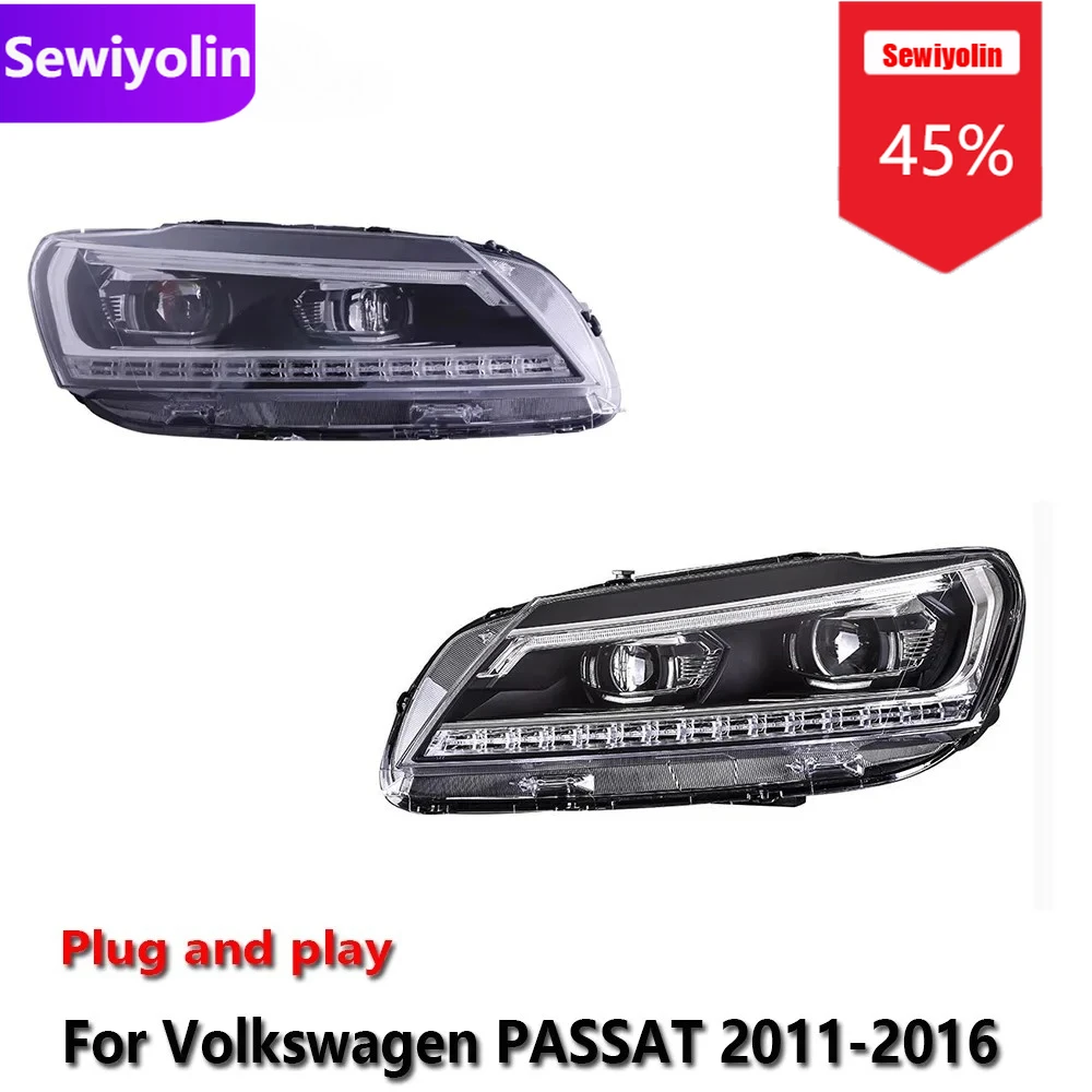 

Автомобильные светодиодные фары DRL в сборе для Volkswagen PASSAT 2011-2016, противотуманные фары DRL, стоп-сигнал, указатель поворота Plug and Play