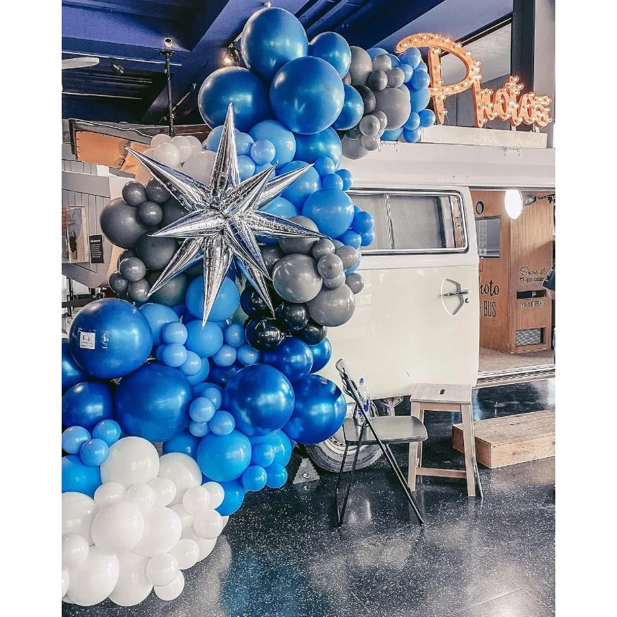 메탈릭 블루 풍선 80개 12인치 크롬 라이트 마카롱 무광 라텍스 및 컨페티 풍선 생일 웨딩 베이비 샤워 파티용