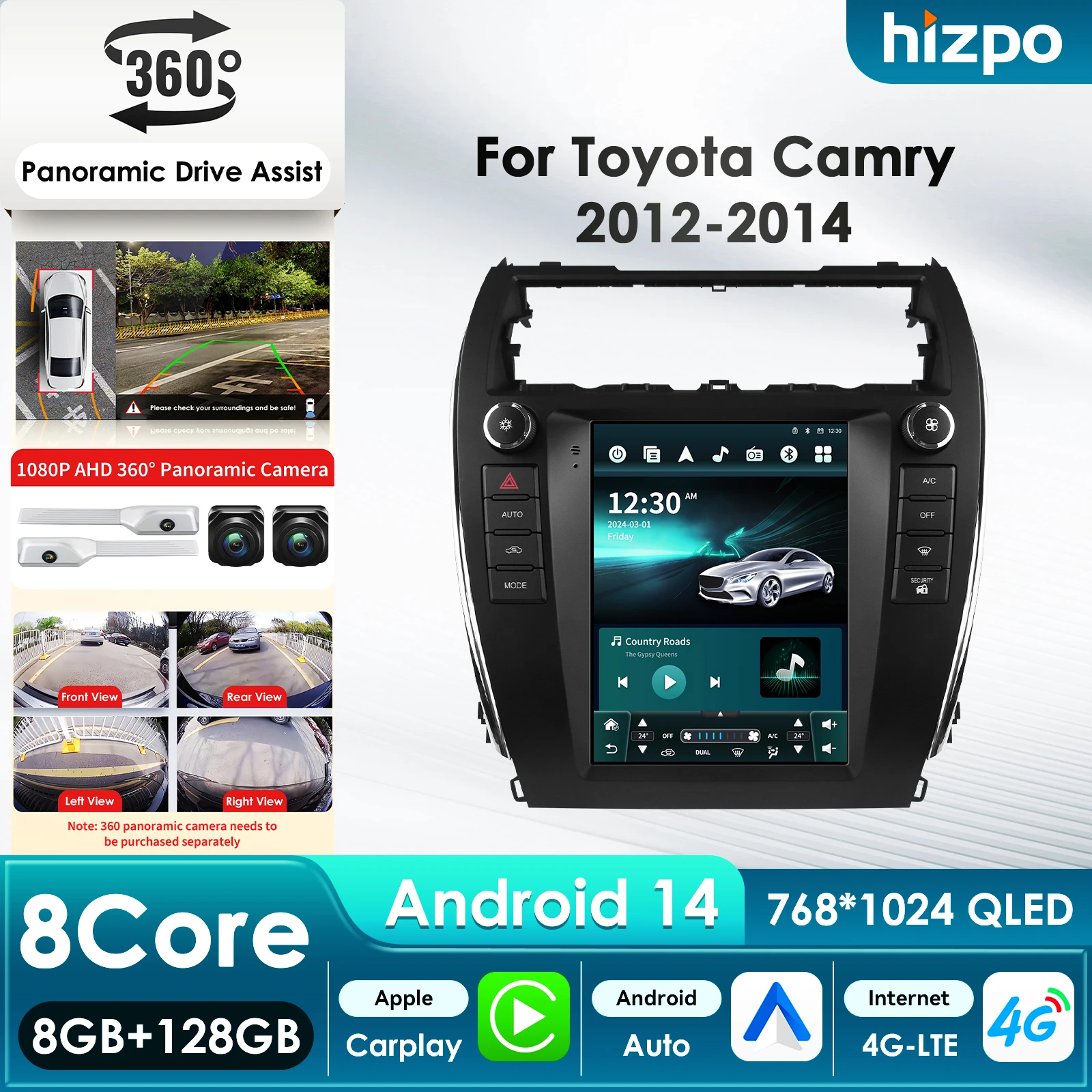 

Интеллектуальный AI-экран в стиле Tesla 9.7 дюймов для Android-мультимедийного проигрывателя Toyota Camry 2012-2014 с GPS, Carplay, Autoradio, 4G и Wi-Fi