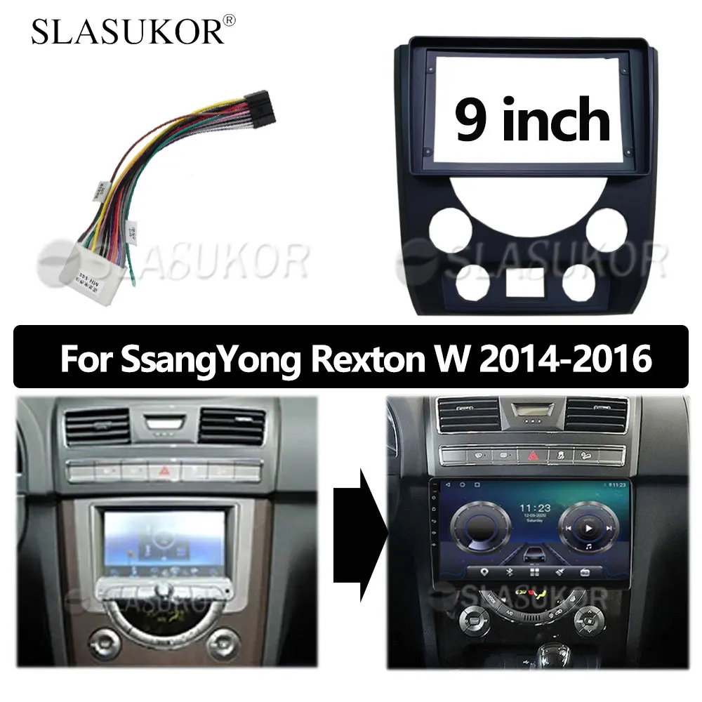 

9 INCH Fascia fit For SsangYong Rexton W 2014 2015 2016 Panel Dash Mounting Installation Trim Kit Frame Bezel