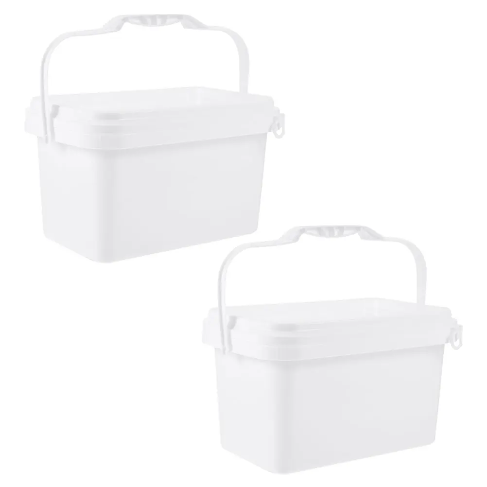 

2pcs 0.5 Gallon White Paint Buckets 2L Square Mouth Containers with Lids Empty Reusable PP Material Lightweight Easy Storage