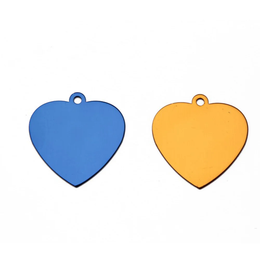 50 Pcs/Lot Pet ID Tags ,Colorful Heart Shape Anodized Aluminum Stamping Blanks Discs for Craft Pendant