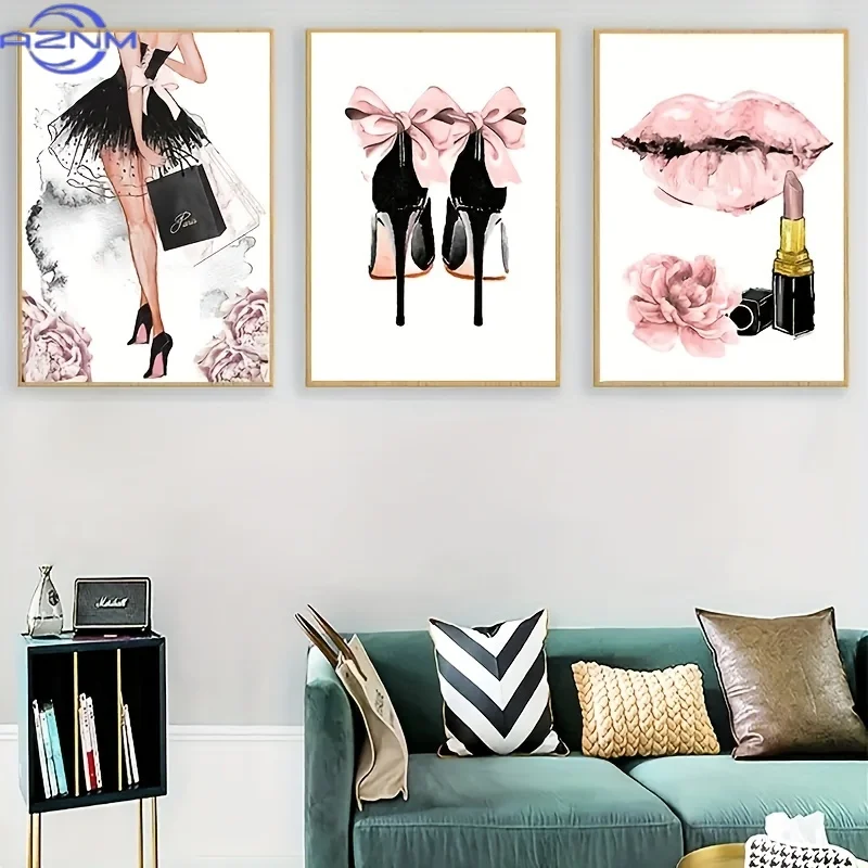3pcs Fashion Girl Wall Poster, Wall Canvas, Painting for Living Room Decor - Frameless, Eye-Catching, And Stunning
