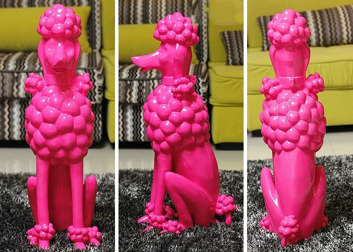 Pudel-Hunde-Skulptur, Tier-Hundestatuen, nordische Raumdekoration, kreative Kunstwerke, Ornamente, Heimhandwerk, Bodendekoration, individuell – Detail 8
