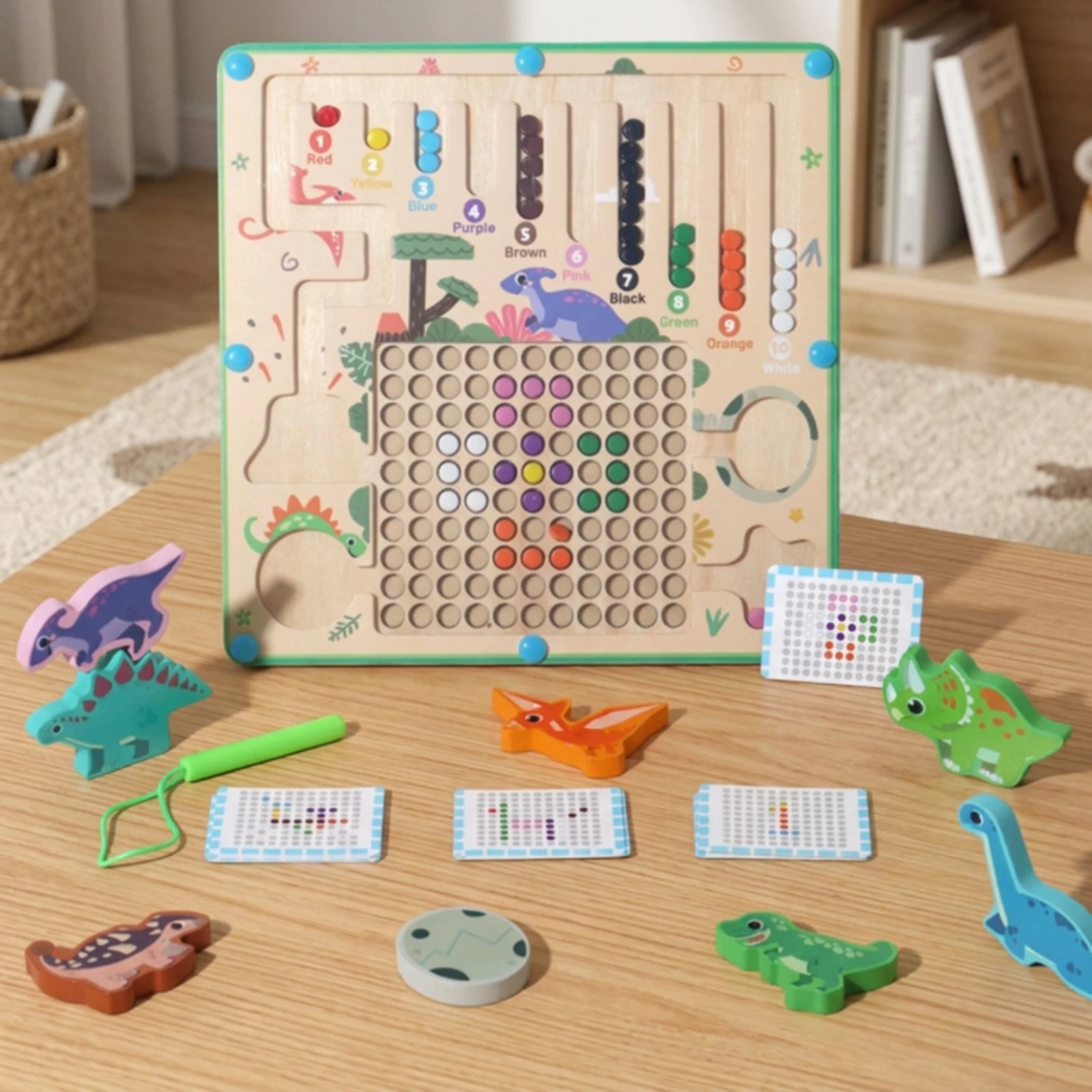 attractive-maze-board-double-sided-dinosaur-maze-dinosaur-puzzle-board-fine-motor-skills-learning-toy-hand-eye-coordination
