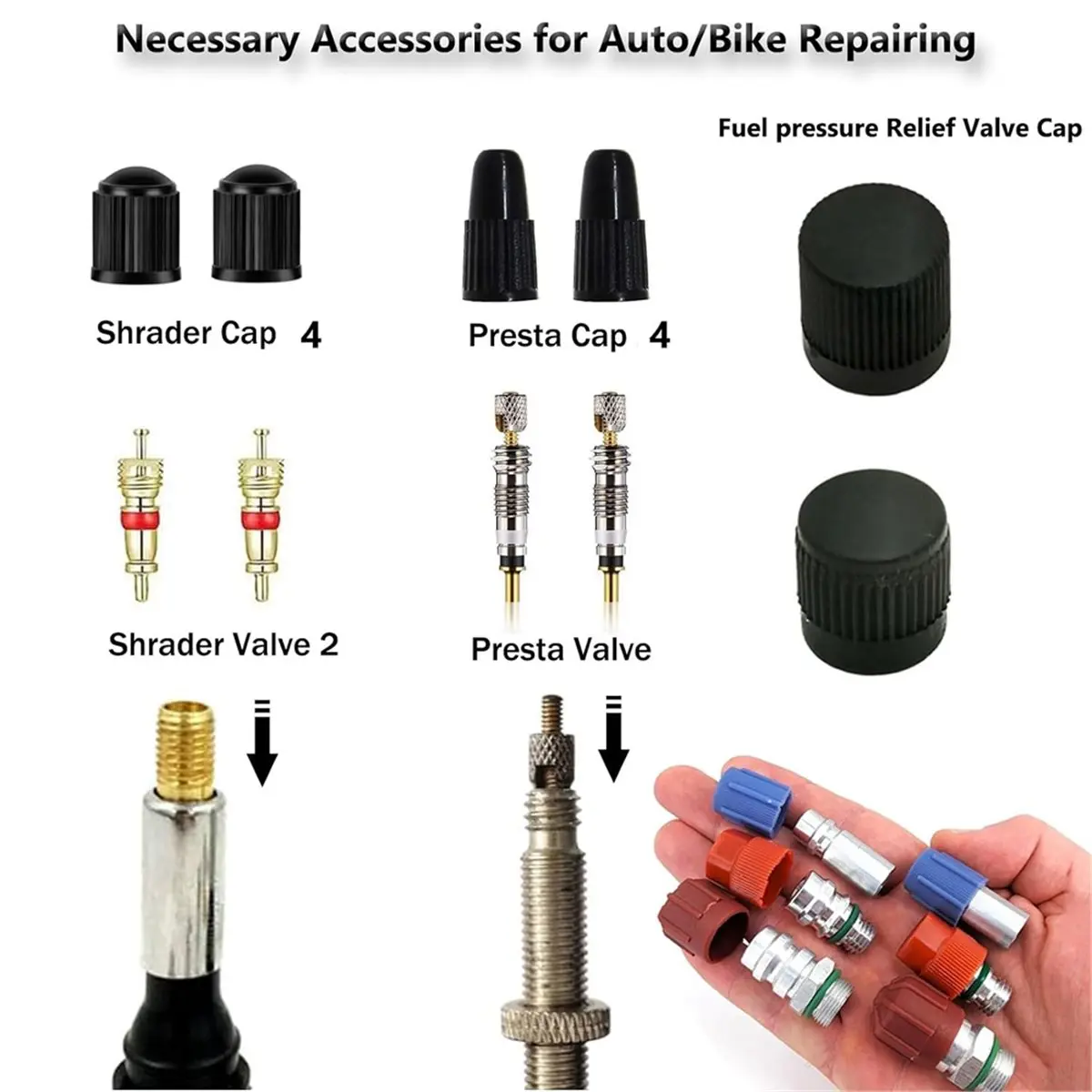 R 134a A/C Caps for Cars,49pcs 17 Sizes AC Pressure Port Cap for R12 R134a Air Conditioning Service AC System Ports Caps