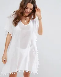Fashion Women Sexy Bikini Cover Ups Dress Swim Summer Beach Bathing Swimsuit Tunic Tops T-Shirt Women Cotton Blouse Clothing