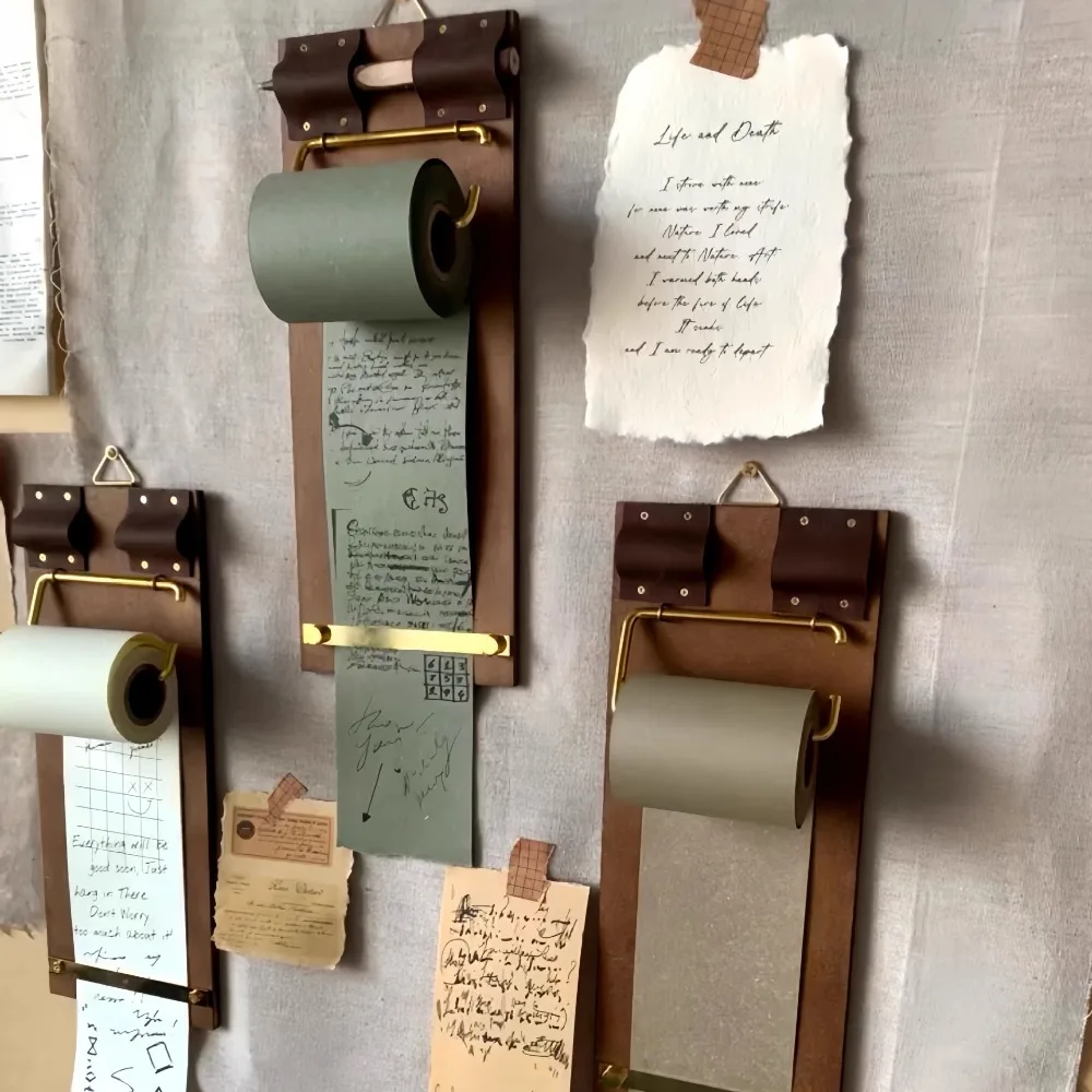 

Handmade Retro Vintage Clipboard DIY Crafts Refillable Kraft Paper Roll Kraft Notebook Set Hanging Writing Pad for Notes