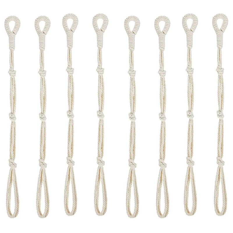 BAAG-8 조각 마크라메 베이지 식물 걸이 익스텐더 로프 식물 걸이 바구니 익스텐더 대형 걸이 식물 냄비 홀더 (베이지색)