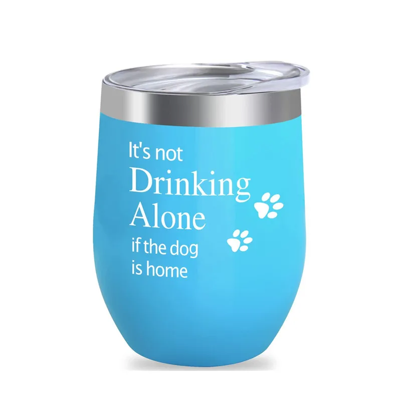 Funny Wine Tumbler Glass Gift For Dog Lover Women Men Her Him Mom Dad Birthday Teacher Beach, 12 OZ Stemless Wine Tumbler