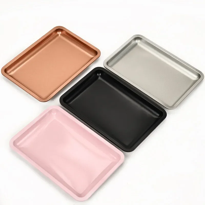 Square Nail Brush Storage Tray Stainless Steel Equipment Dish Decor Cosmetic Dental Tattoo Metal Storage Manicure Tray Tool