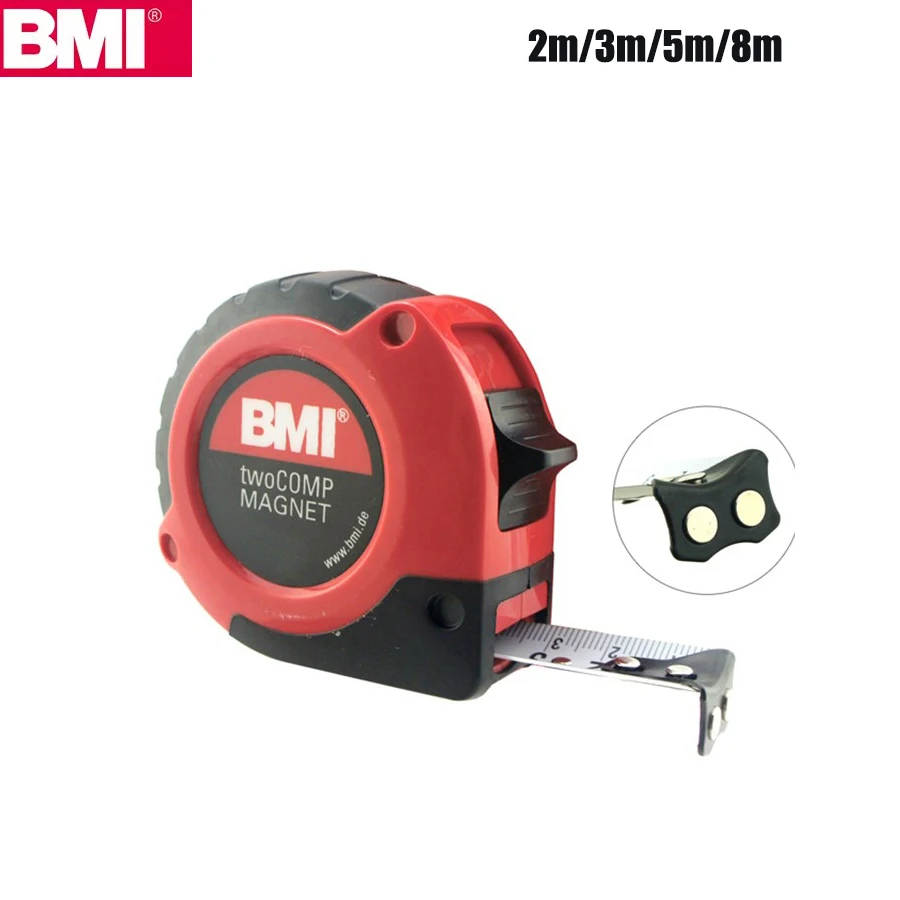 BMI Magnetic Tape Measure EC Class Ⅱ Resistant to Falling Woodworking Tool 2m/3m/5m/8m 472 Series