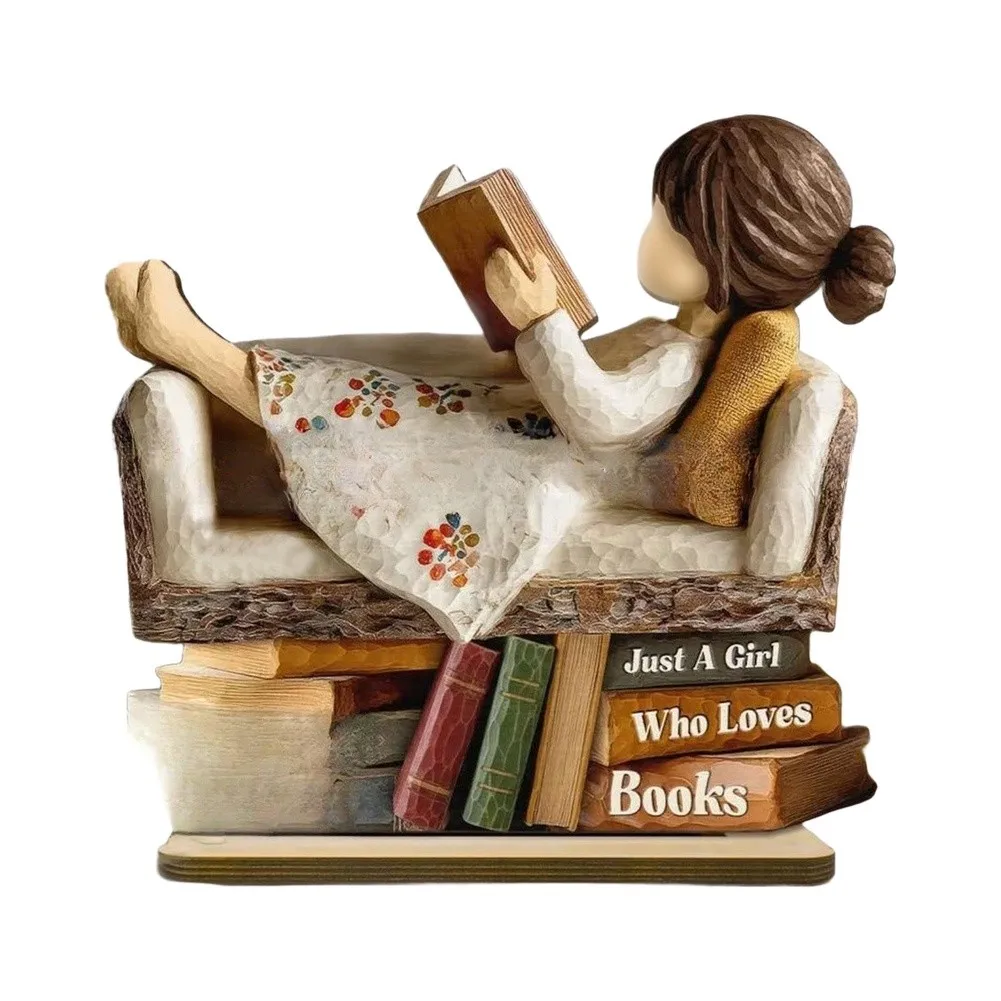 Boy Girl Charming Book Lover Miniature Figurine Cute Character Garden Ornament Wedding Decoration Cake Car Home Modern Craft