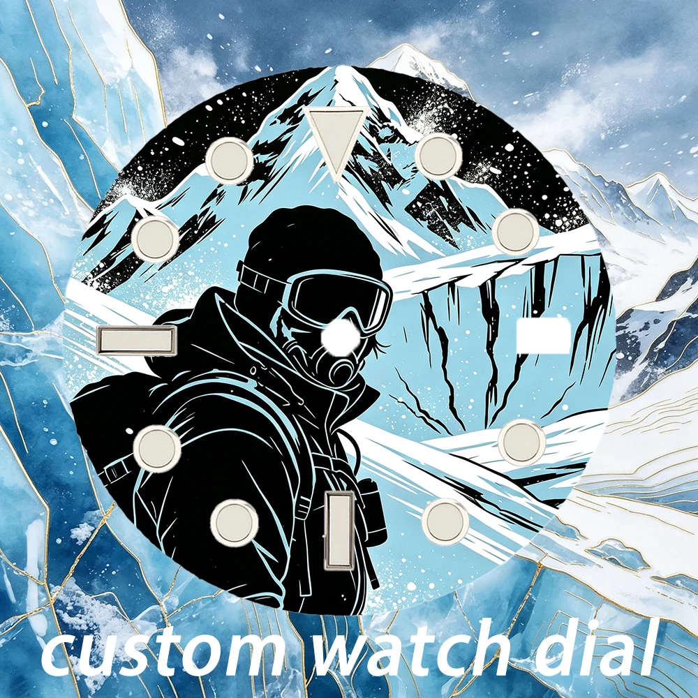 Watch Dial NH35 28.5mm Mountaineer Custom Dial Color Printing Watch Accessories Are Suitable for NH35/36 Movement NH35 Dial