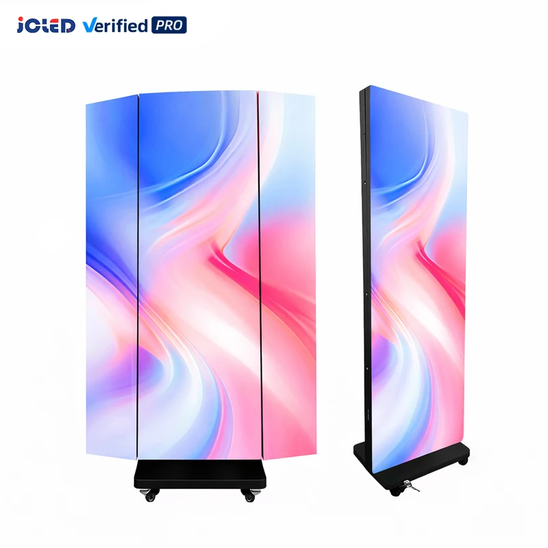 Indoor P1.25 P1.53 P2 P2.5 4K Double Sided Tri-fold Portable LED Poster Screen for Store Advertising
