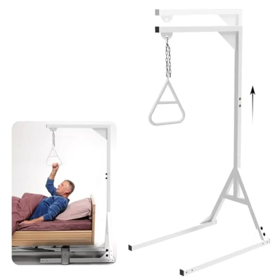 Bed Trapeze Bar for Bed Mobility Sturdy Medical Trapeze Bar for Elderly and Patient in Silver Assists with Transferring and Rep