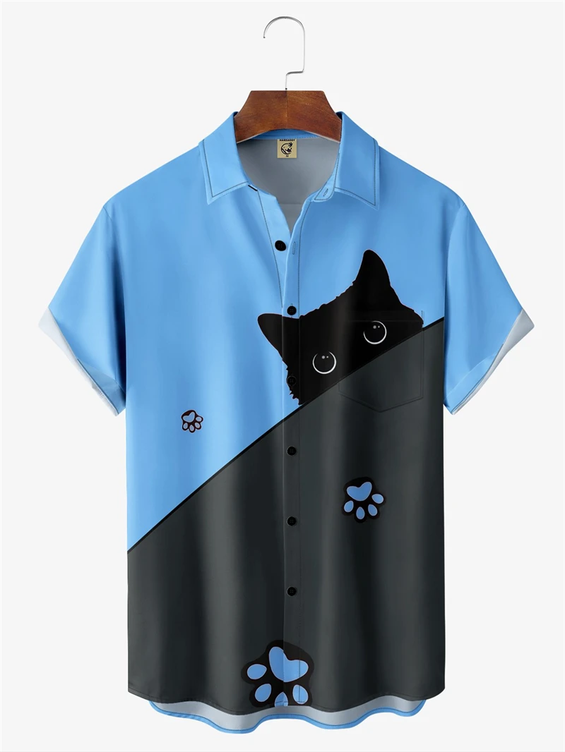 

Cute Cartoon Cat Graphic Shirts For Men Women Trendy Summer Short Sleeve 3D Printed Blouse Cool Streetwear Y2k Harajuku Tops