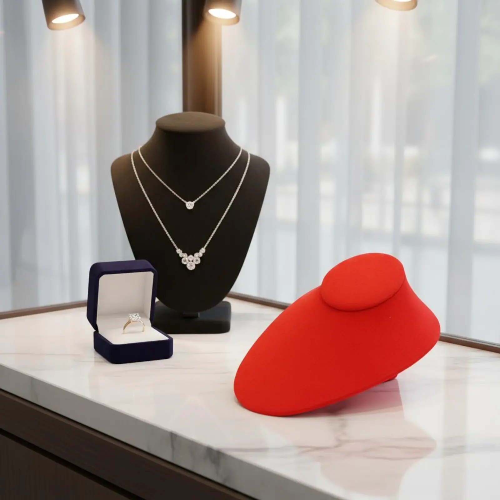 Necklace Display Bust Minimalist Design Plush Jewelry Bust Laying Necklace Display for Boutique Owners, Shop Window