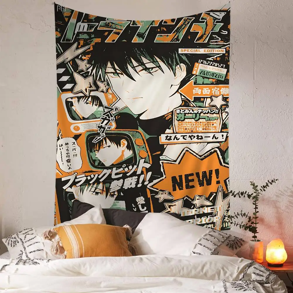 Jujutsu Kaisen Fushiguro Megumi Hanging Bohemian Tapestry Bohemian Wall Tapestries Mandala Kawaii Room Decor
