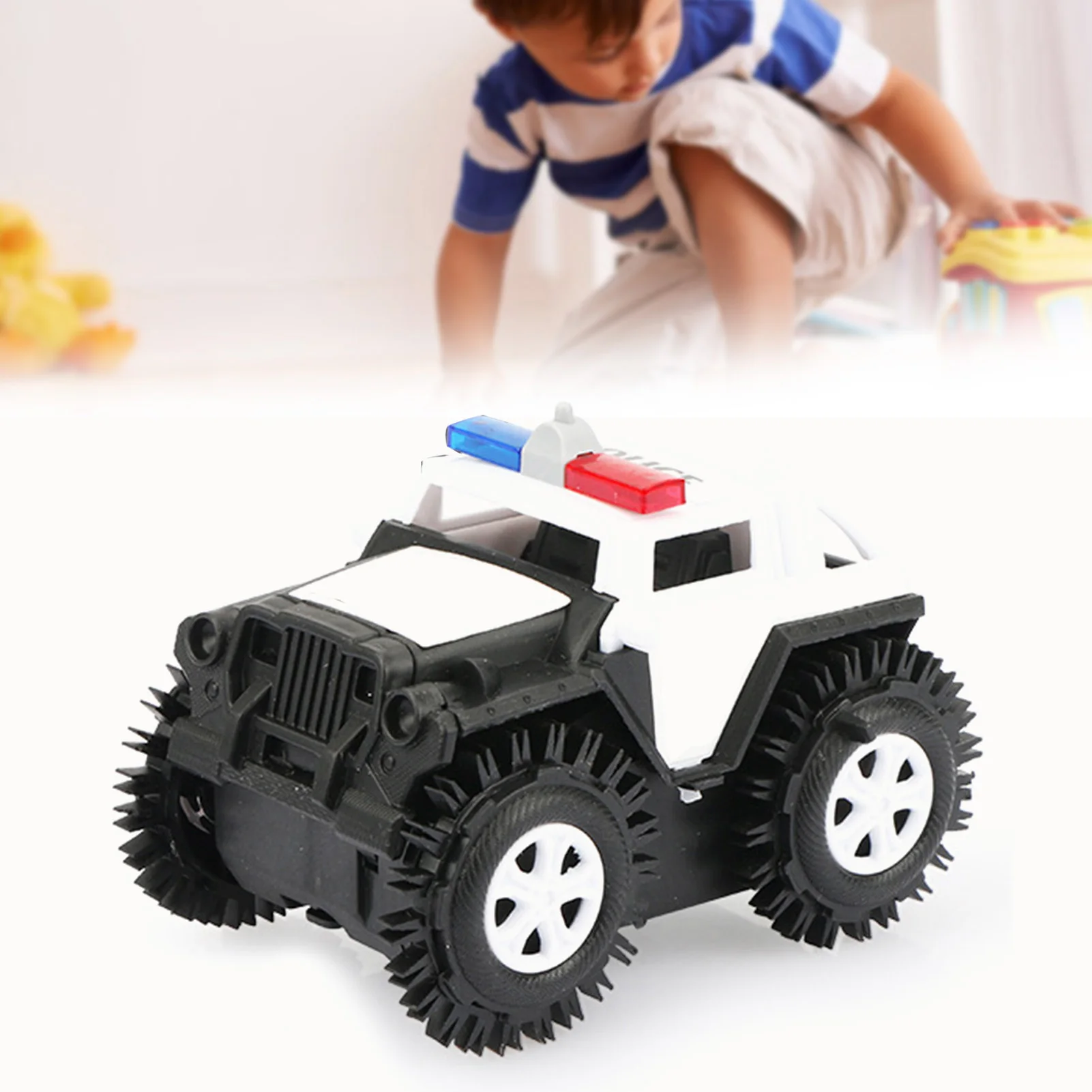 ZK30 Kids Electric Flipping Truck Automatic Flipping Stunt Simulation Policed Style Flipping Vehicle Toy for Boys Girls Grey Whi