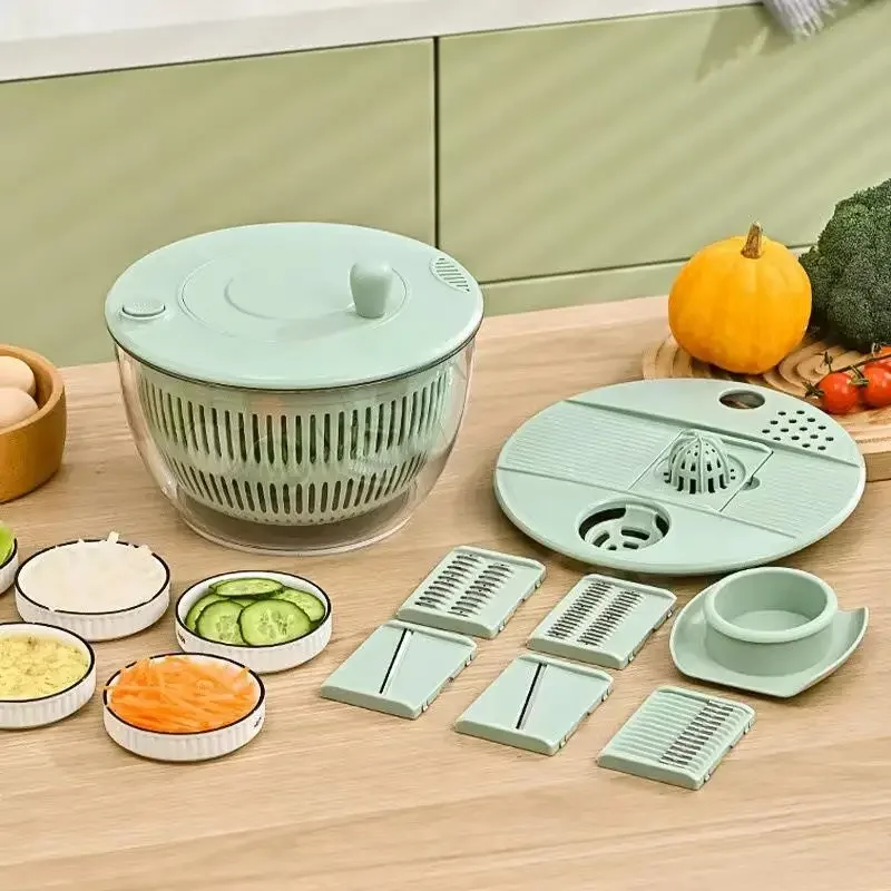 Vegetable Dryer Spinner Pasta Fries Pump Spinner Manual Water Salad Spinner Fruit Drain Basket Dryer Hand Crank Kitchen Gadget