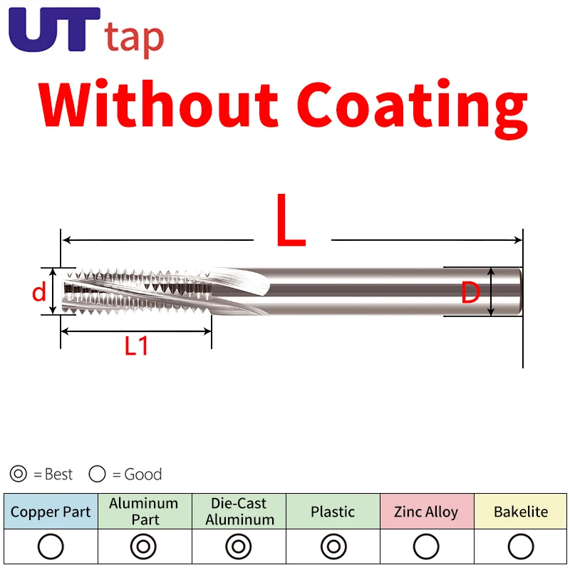 Full Teeth Long Reach Thread Milling Cutter Tungsten Steel CNC For Steel Stainless Steel Internal External ThreadingM3~M16X100L