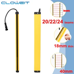 Cloweit 18x35 Safety Light Curtains APS18-20/22/2440 2m Detecting Distance Super Thin Grating Device Protection Measurement