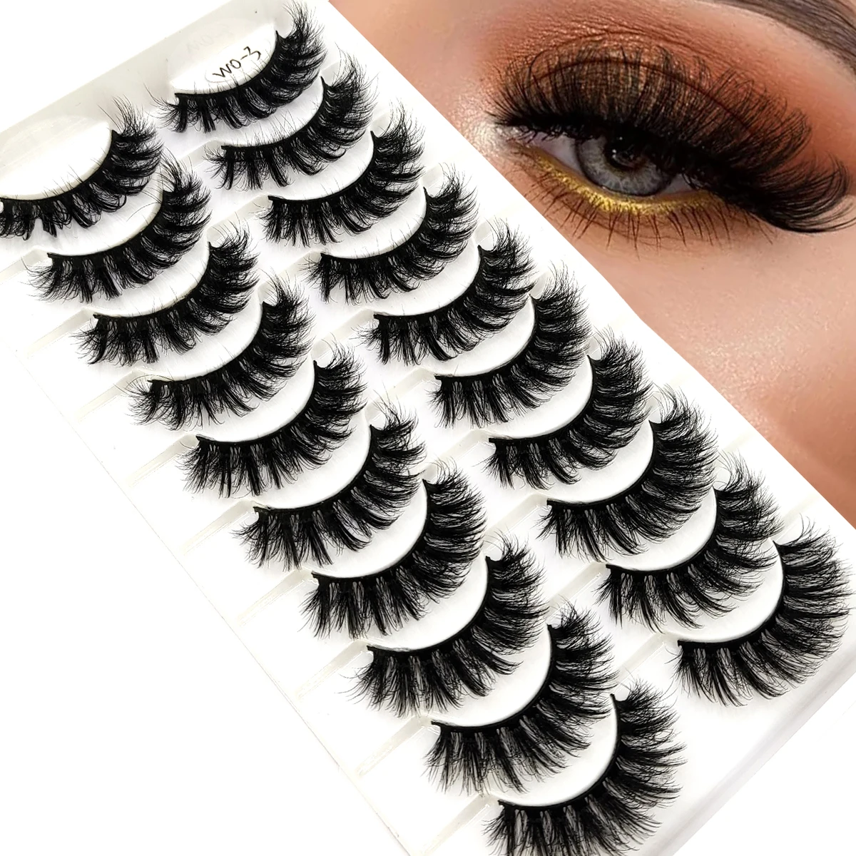 10 pairs artificial mink eyelashesfluffy and flexible curly eyelashes natural feather effect lightweight and flexible eyela