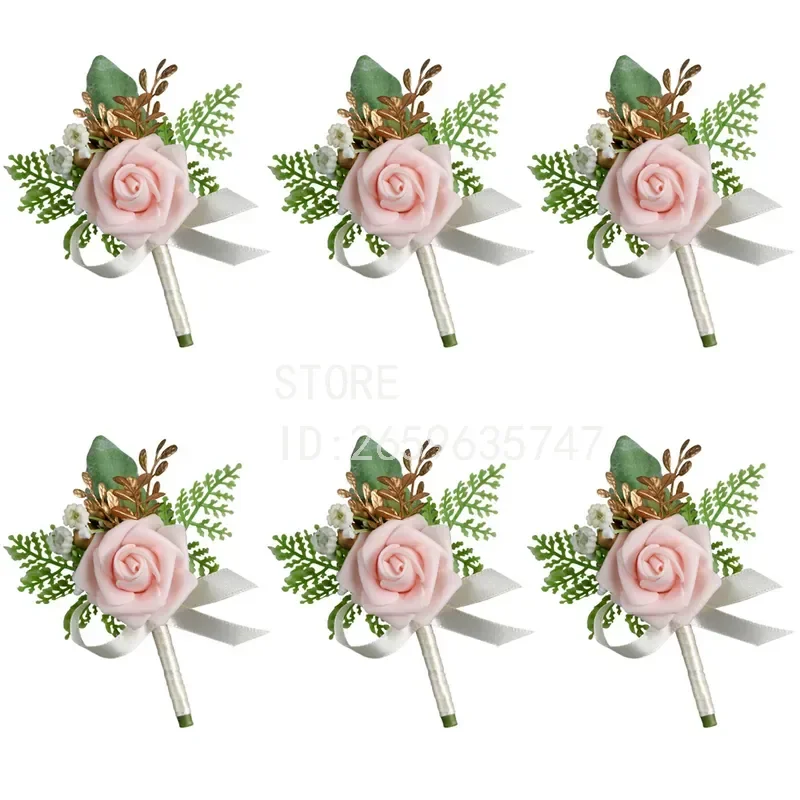 for Simulation PE Rose Groom Best Man Wedding Corsage Korean Style Bride Bridesmaid Wrist Flower Wedding Placket Wholesale