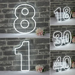 Sinal de luz de néon LED personalizado para Wall Decor, Fundo De Festa De Aniversário, Doce 16 Presentes De Aniversário, Carta, Número 0-9