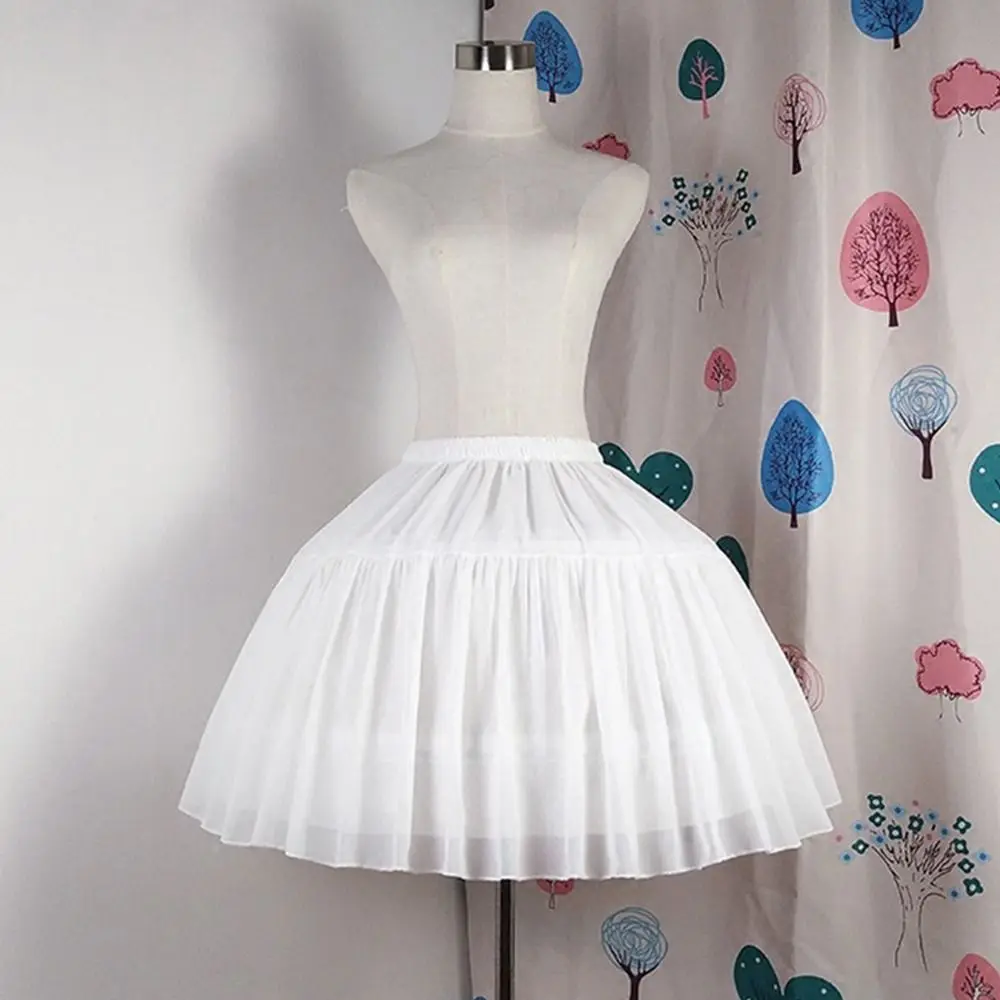 Fashion Lolita Petticoat With Hoop White Underskirt Crinoline Cosplay Adjustable Crinoline Skirt Party Dress view 2