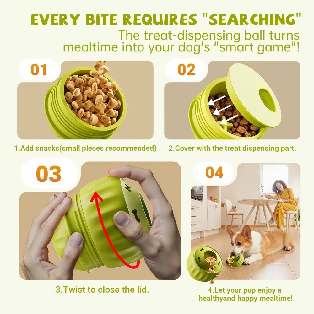 

Food-grade Silicone DIY 2-grid Food Mold for Dog Dental Health Durable Puppy Swing Leak Feeder Easy Clean Non-Toxic