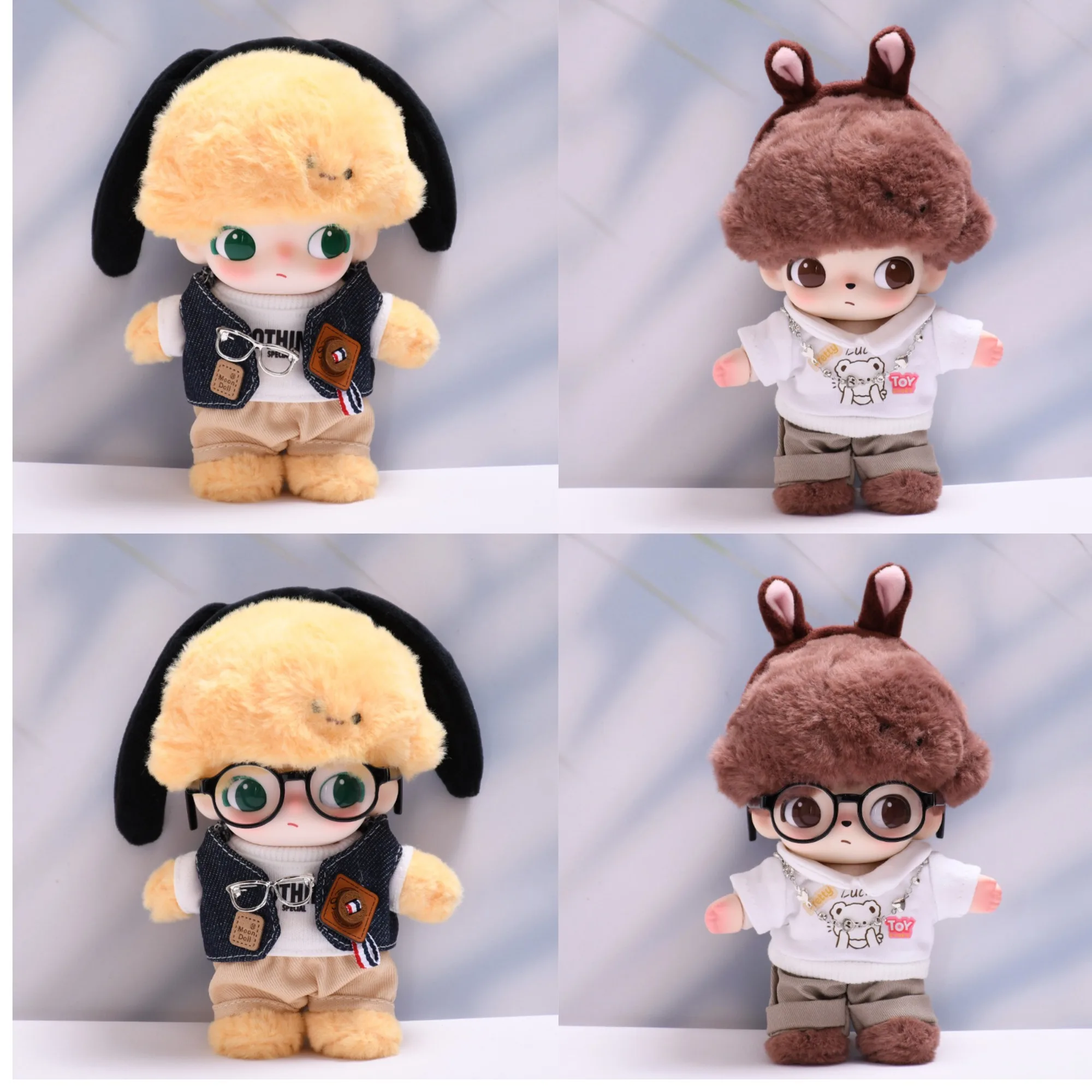 

Clothes For DIMOO WORLD 15/17Cm Labubu Gen 1-3 Casual Cool Glasses Vest Set Apparel Hanging Accessorie