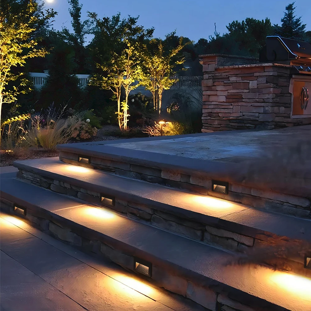 

3w recessed foot lamp step waterproof black garden lamp outdoor wall lamp